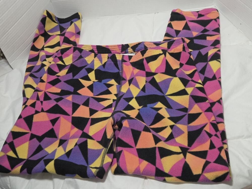 Burton Fleece Leggings SnowSki Liner BaseLayer Women XL Retro Y2K Geometric
